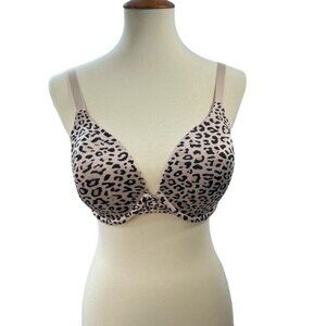 Playtex Secrets Womens Padded Bra Size 36D Baby Leopard Print Adjustable Strap